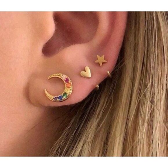 Little Star Huggie Earrings, Gold - Picture 3 of 3